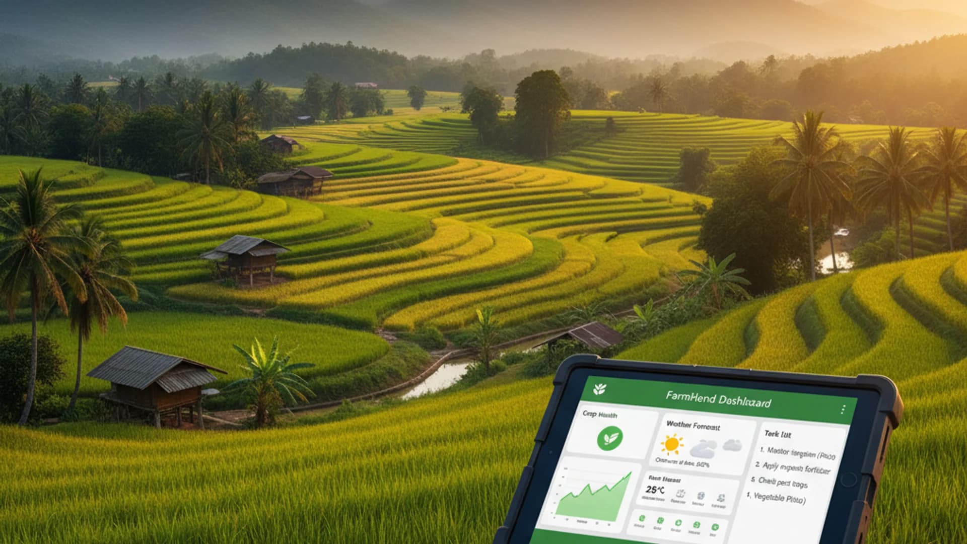 Panoramic farm landscape